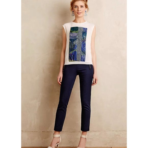 Anthropologie Cartonnier High-Rise Charlie Trousers in Navy - Size 4 - Picture 1 of 6